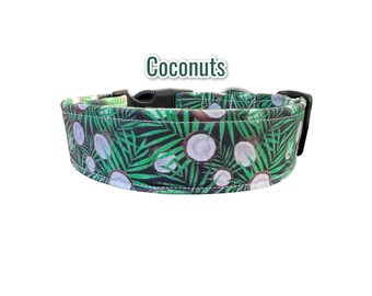 Coconut dog collar, food dog collar, girl dog collar, custom dog collar, boy dog collar, handmade dog collar, fabric dog collar, washable