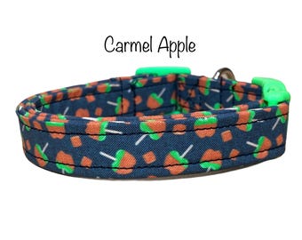 Carmel Apple Dog Collar: Funny Food Print, Adjustable, Washable, funny dog collar, side release, washable, adjustable 