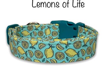 Lemon Print Dog Collar: Eco-Friendly, Adjustable, Washable, funny dog collar, side release, washable, adjustable 