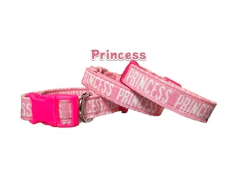 Dog collar, princess dog collar, girl dog collar, pink dog collar, handmade dog collar, custom dog collar, washable dog collar, side release