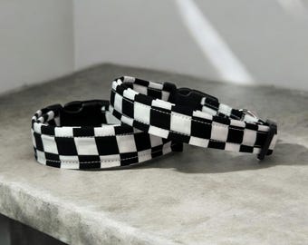 Checkered dog collar, dog collar, handmade side release dog collar, funny dog collar, custom dog collar, washable adjustable dog collar