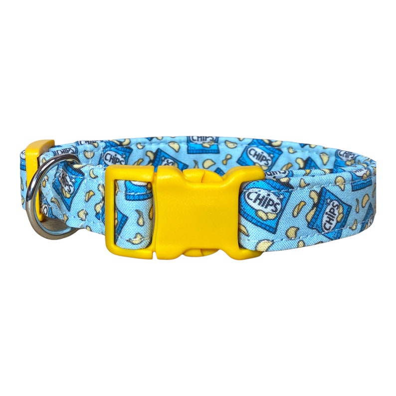 Potato Chip Fabric Dog Collar: Handmade Adjustable Pet Collar, funny dog collar, side release, washable, adjustable bild 3