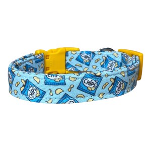 Potato Chip Fabric Dog Collar: Handmade Adjustable Pet Collar, funny dog collar, side release, washable, adjustable bild 2