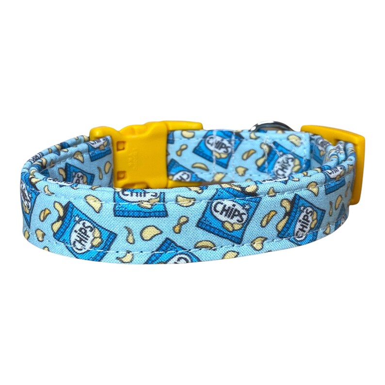 Potato Chip Fabric Dog Collar: Handmade Adjustable Pet Collar, funny dog collar, side release, washable, adjustable bild 2