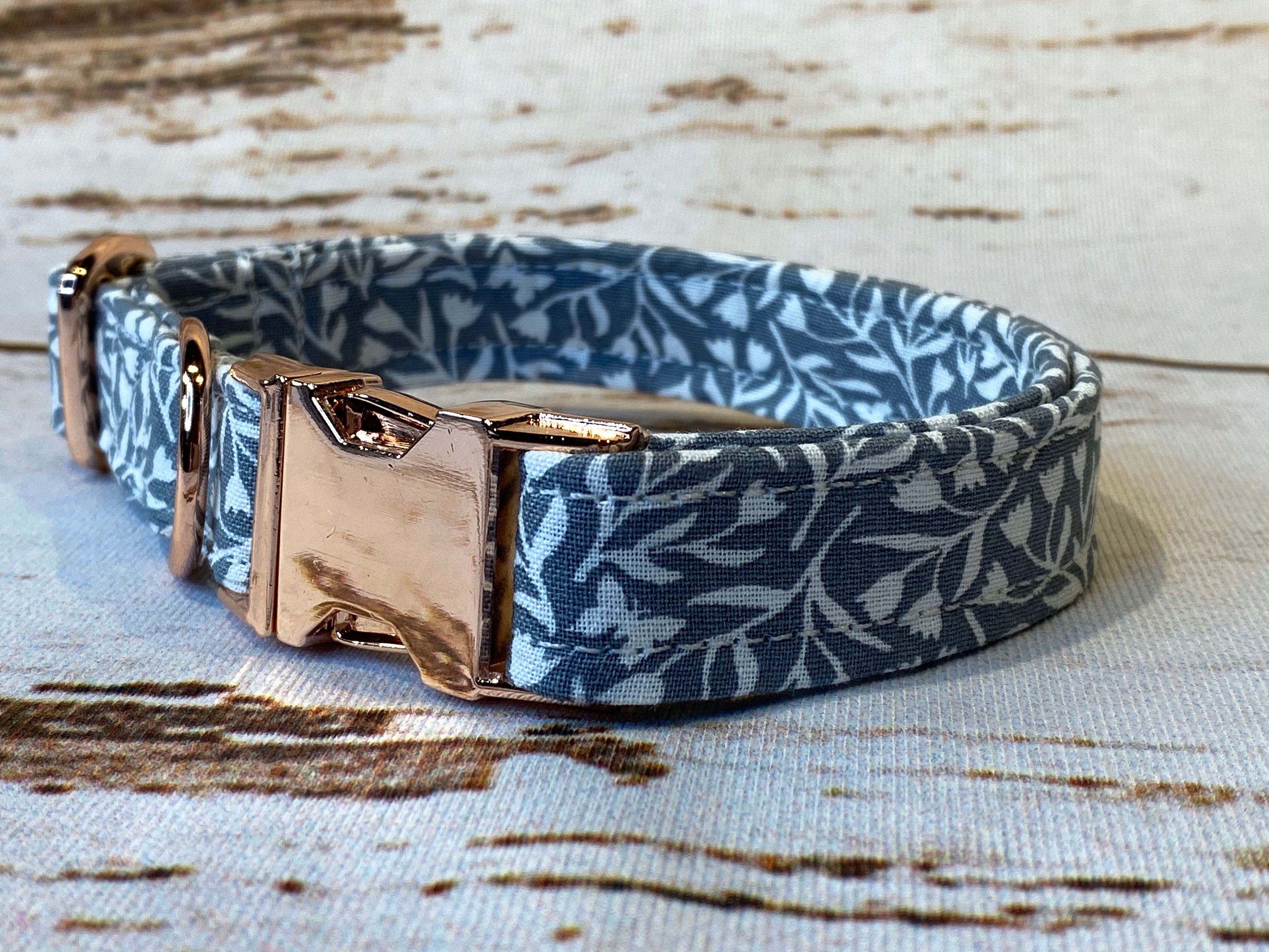 Dog Collar, adjustable collar, metal buckle, martingale, floral dog