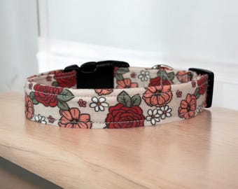 Boho Floral dog collar, funny dog collar, handmade side release dog collar, girl dog collar, boy dog collar, custom adjustable dog collar