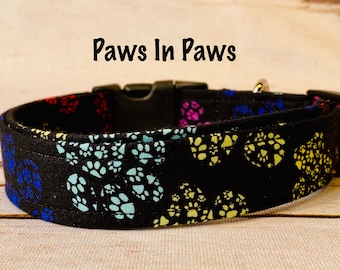 Dog Collar, girl dog collar, boy dog collar, martingale collar, martingale, adjustable collar, buckle dog collar, paw print collar, paws