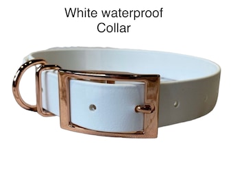 Waterproof dog collar, white dog collar, dog collar, buckle dog collar, waterproof collar, white biothane, vegan leather dog collar