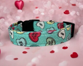 Anti-Valentine dog collar, funny dog collar, handmade side release dog collar, girl dog collar, boy dog collar, custom adjustable dog collar