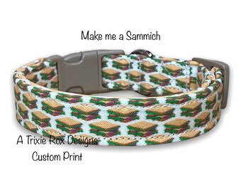 Sandwich dog collar, food dog collar, funny dog collar, cat collar, funny cat collar, eco friendly, washable, adjustable, Sandwich lover