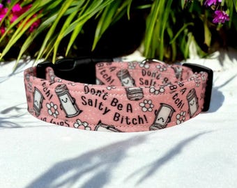 Don’t be a Salty Bitch Dog collar, handmade side release dog collar, girl dog collar, dog collar, custom dog collar, washable, adjustable