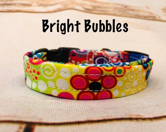 Dog Collar, bubble dog collar, martingale collar, adjustable collar, buckle dog collar, side release, Bright bubbles, bubbles collar