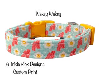Eggs and bacon dog collar, food dog collar, adjustable collar, washable collar, side release collar, eggs, bacon, cat collar, funny collar
