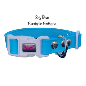 Sky Blue Biothane Dog Collar: Waterproof, Adjustable