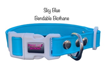 Waterproof biothane dog collar, sky blue Biothane dog collar, adjustable dog collar, side release dog collar, washable dog collar, Blue