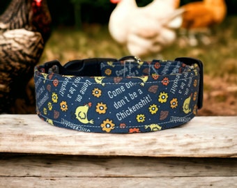 Chicken Shit dog collar, funny dog collar, obscene dog collar, side release, adjustable, washable, fabric dog collar, handmade dog collar