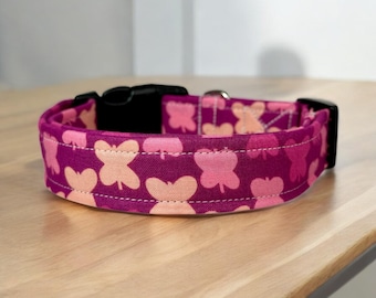 Butterfly dog collar, funny dog collar, handmade, side release dog collar, girl dog collar, boy dog collar, custom adjustable dog collar
