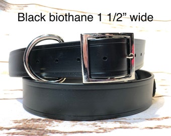 Biothane dog collar, black dog collar, dog collar, buckle dog collar, waterproof collar, wide dog collar, vegan leather collar, black
