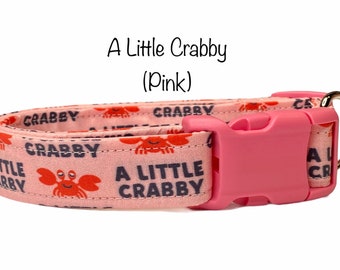 Crabby dog collar, crab dog collar, a little crabby, dog collar, eco friendly, funny dog collar, eco friendly collar, adjustable, washable