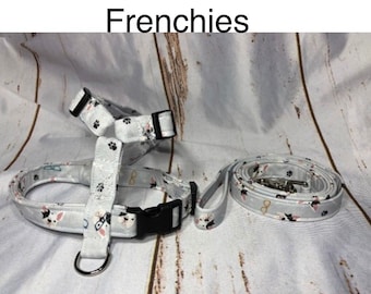 Dog harness, Harness and leash, step in harness, standard harnes, adjustable harness, dog harness set, frenchie harness, frenchies in paris