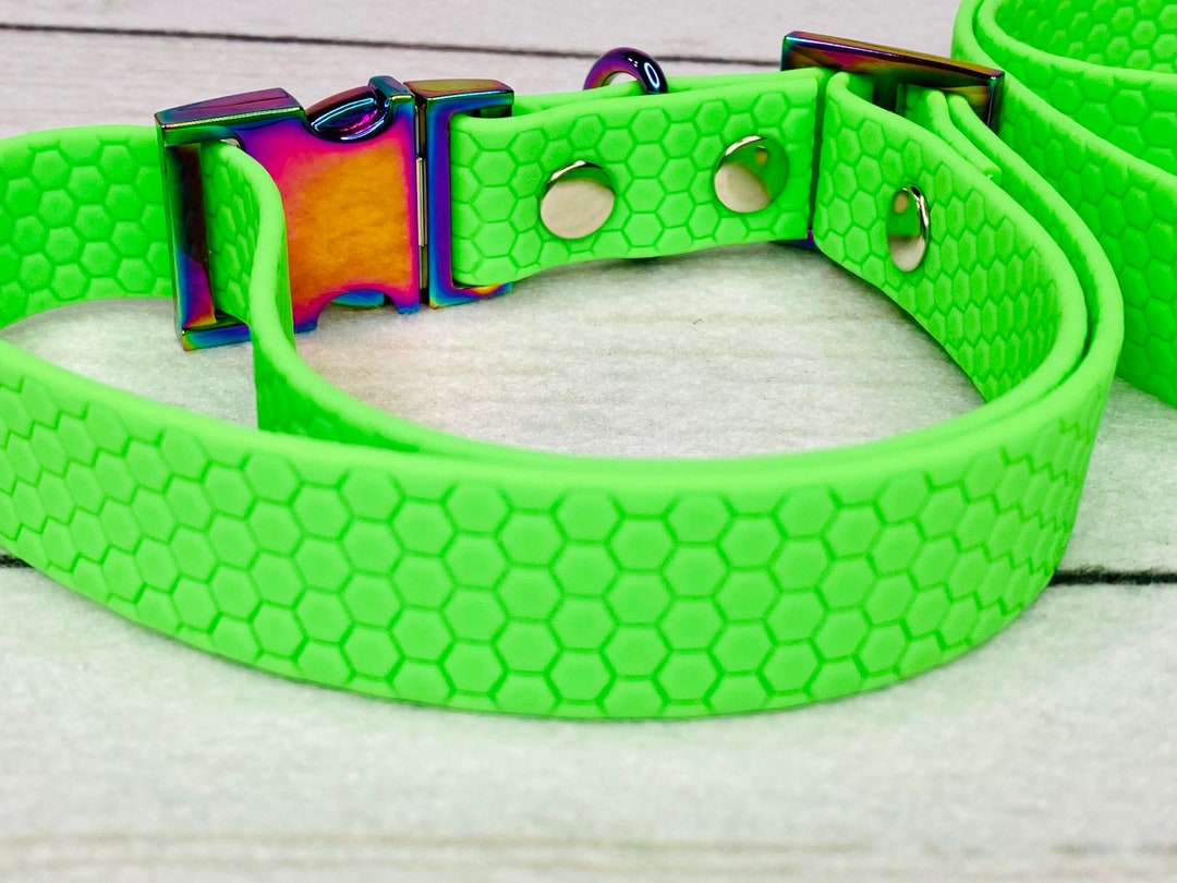 Neon Green Waterproof Dog Collar: Adjustable Hexa PVC Collar