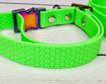 Waterproof dog collar, dog collar Neon green, dog collar, buckle dog collar, waterproof dog collar, Adjustable pvc Dog Collar, Hexa