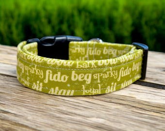 Dog words, Funny dog collar, dog collar, handmade side release dog collar, girl dog collar, custom dog collar, washable adjustable collar