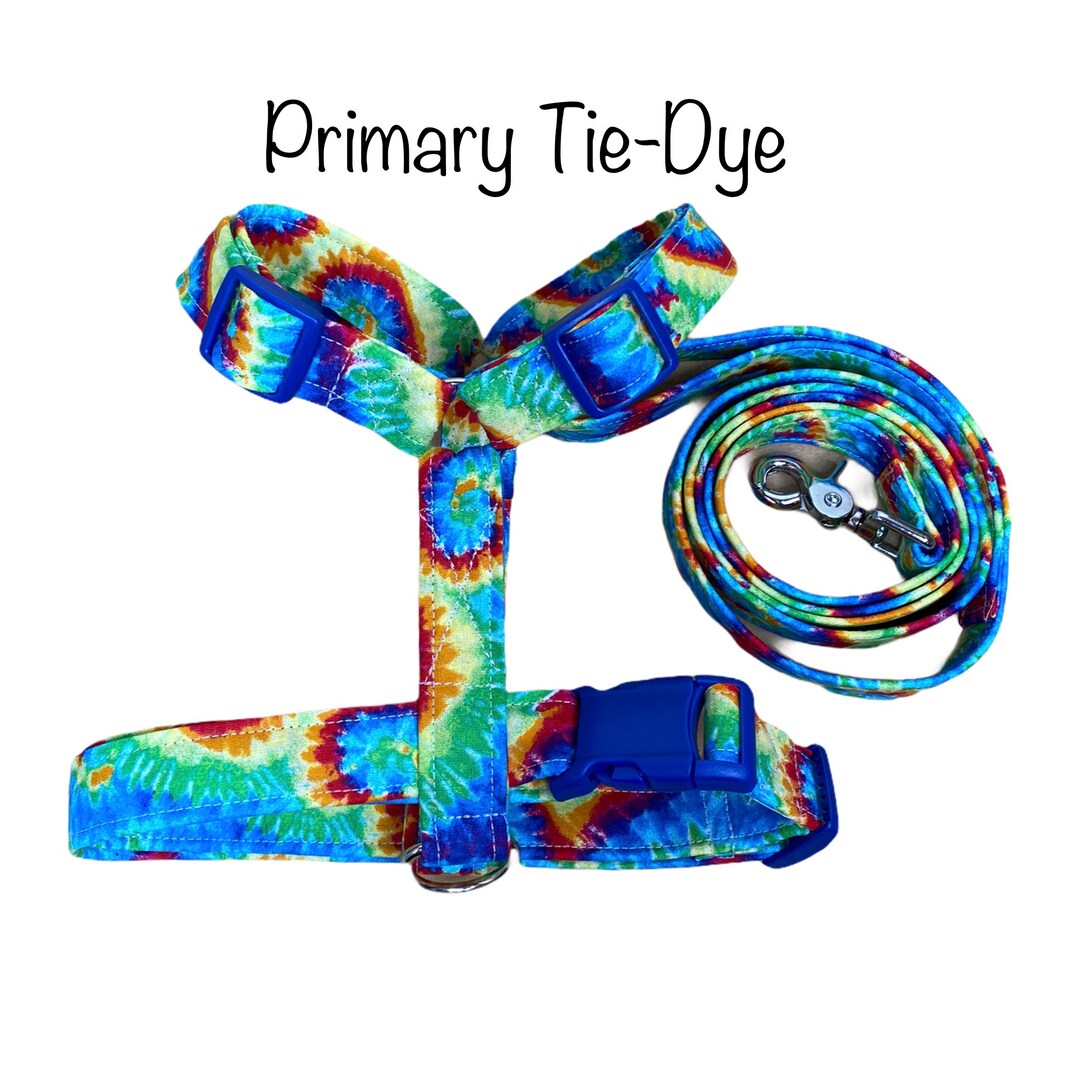 Tie Dye Dog Harness, Dog Harness and Leash Set, Bright Tie Dye, Step in