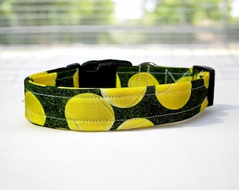 Tennis ball dog collar, boy dog collar, girl dog collar, handmade custom dog collar, personalized dog collar, side release washable collar