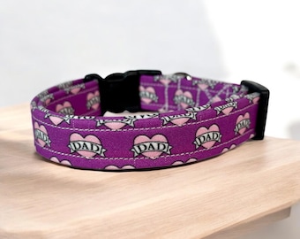Dad dog collar, Dog collar tattoo dog collar, daddy girl dog collar, handmade dog collar,  side release adjustable collar, girl dog collar,