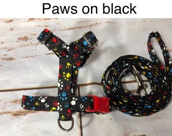 Dog harness, Harness and leash, step in harness, standard harness, harness set, adjustable harness, boy dog harness, paws, colorful paws