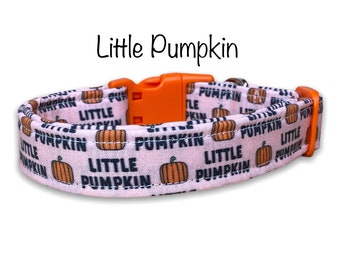 Little pumpkin dog collar, funny dog collar, adjustable, washable, eco friendly, fall dog collar, pink, orange, pumpkin, thanksgiving