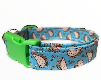 Dog collar, taco dog collar, food dog collar, fabric dog collar, adjustable, nylon dog collar, unisex, tacos, taco lover