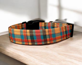 Fall plaid dog collar, handmade side release dog collar, girl dog collar, boy dog collar, custom dog collar, washable, adjustable collar