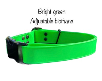 Biothane dog collar, green dog collar, dog collar, buckle dog collar, waterproof collar, Adjustable Biothane Dog Collar, metal dog hardware