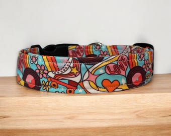 Retro Roller skate dog collar, funny dog collar, handmade side release dog collar, girl dog collar, boy dog collar, custom dog collar
