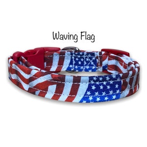 American Flag Dog Collar: USA Patriotic Pet Collar, Funny Handmade Dog Collar