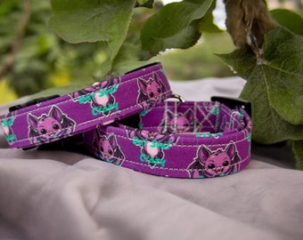 Bat shit crazy dog collar, funny dog collar, dog collar, handmade dog collar, side release, adjustable collar, washable fabric dog collar