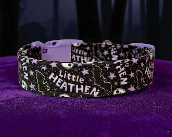 Handmade Halloween Dog Collar: Bat & Skull Print - Little Heathen