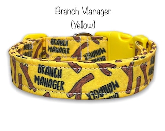 Funny dog collar, branch manager, dog collar, girl, boy, stick dog collar, adjustable, washable, sticks, yellow dog collar, eco friendly