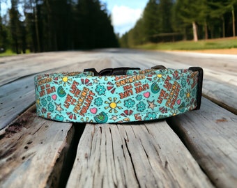 Life live to the fucking fullest dog collar, funny dog collar, obscene dog collar, side release adjustable collar, washable, handmade collar