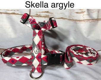 Dog harness, harness and leash, dog harness girl, step in harness, standard harness, dog harness set, adjustable harness, argyle, pink, gray