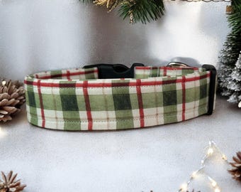 Christmas Plaid dog collar, handmade side release dog collar, girl dog collar, boy dog collar, custom dog collar, washable adjustable collar
