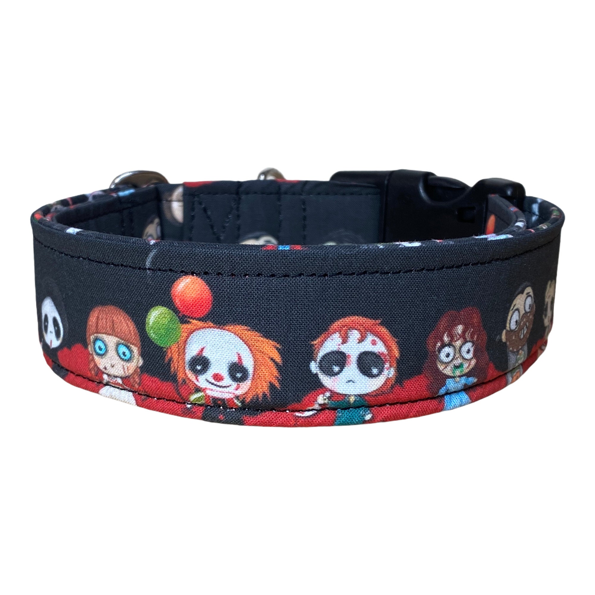 Horror movie dog collar, adjustable collar, washable collar, side