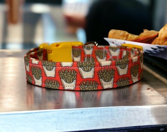 French fry dog collar, food dog collar, funny dog collar, dog collar girl, dog collar boy, side release collar, handmade collar, washable