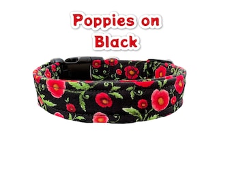 Poppy dog collar, girl dog collar, floral dog collar, adjustable dog collar, handmade dog collar, custom dog collar, washable, cat collar