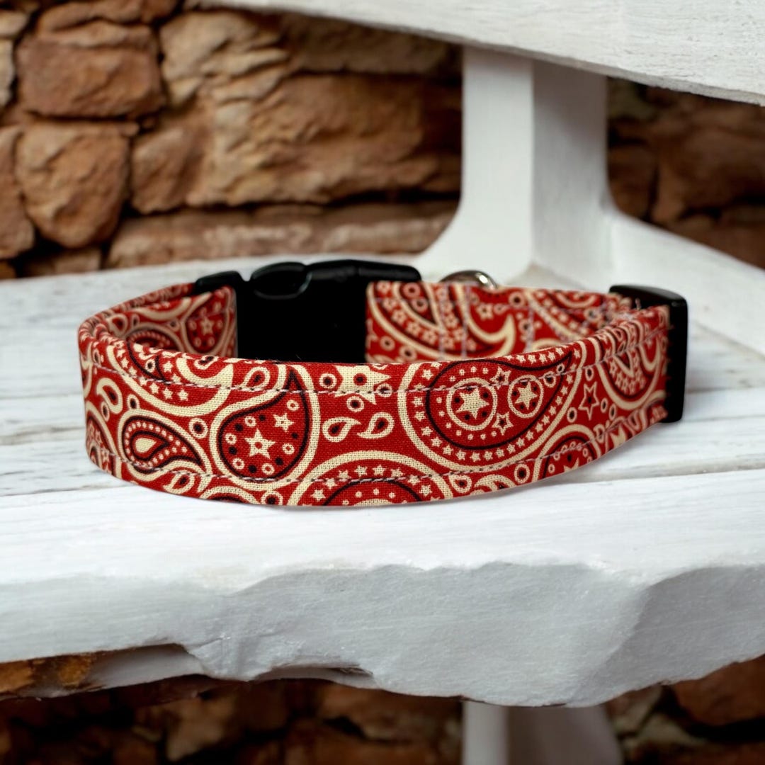 Handmade Dog Collar: Bandana Print Dog Collar, Adjustable Side Release