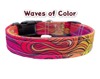 Rainbow dog collar, wave dog collar, girl dog collar, boy dog collar, custom dog collar, cat collar, handmade dog collar, adjustable collar