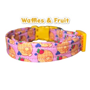 Waffle Dog Collar: Funny Food Print, Washable Side Release, funny dog collar, side release, washable, adjustable