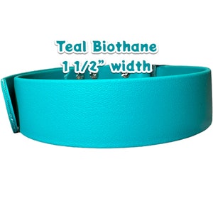 Teal Biothane Dog Collar: Waterproof Buckle Collar, Wide Vegan Leather